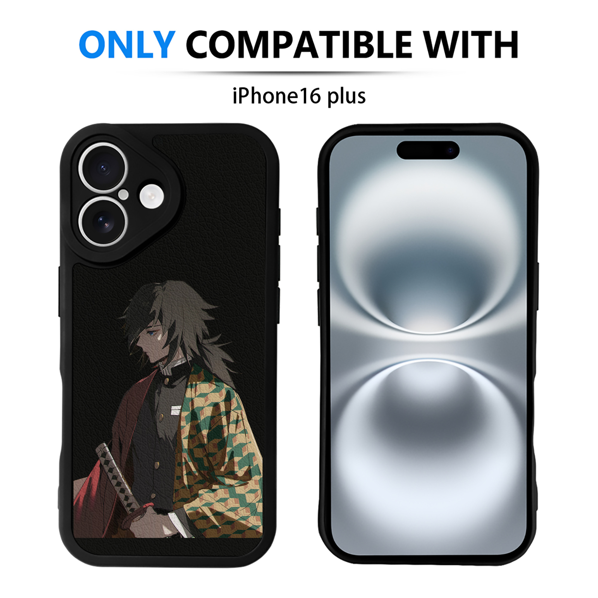 （画像用） 鬼滅の刃（きめつのやいば）水柱-冨岡 義勇／とみおか ぎゆう Tomioka Giyuu 【iPhone 16シリーズ対応】シリコンスマホケース（レザー調） 材質：シリコン